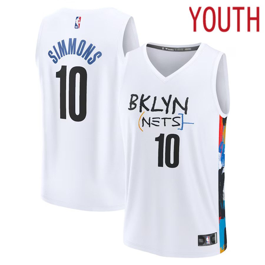 Youth Brooklyn Nets #10 Ben Simmons Fanatics Branded White City Edition 2022-23 Fastbreak NBA Jersey->youth nba jersey->Youth Jersey